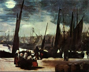 Edouard Manet : Moonlight on Boulogne Harbour